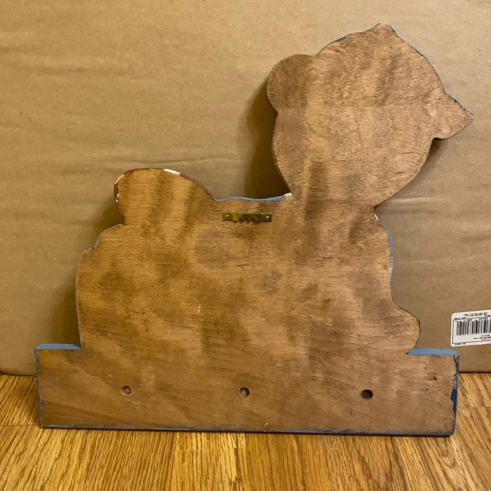 Wooden Wall Plaque Coat And Hat Hanger Football Bear For Little Boy's Bedroom.